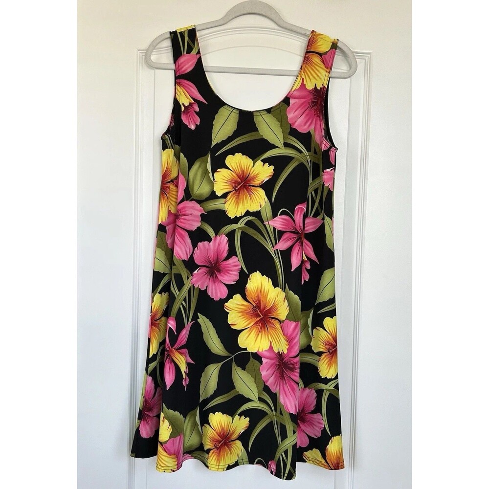 BaBa Hawaii USA Floral Hawaiian Dress Womens Size S Sleeveless A Line Vacation